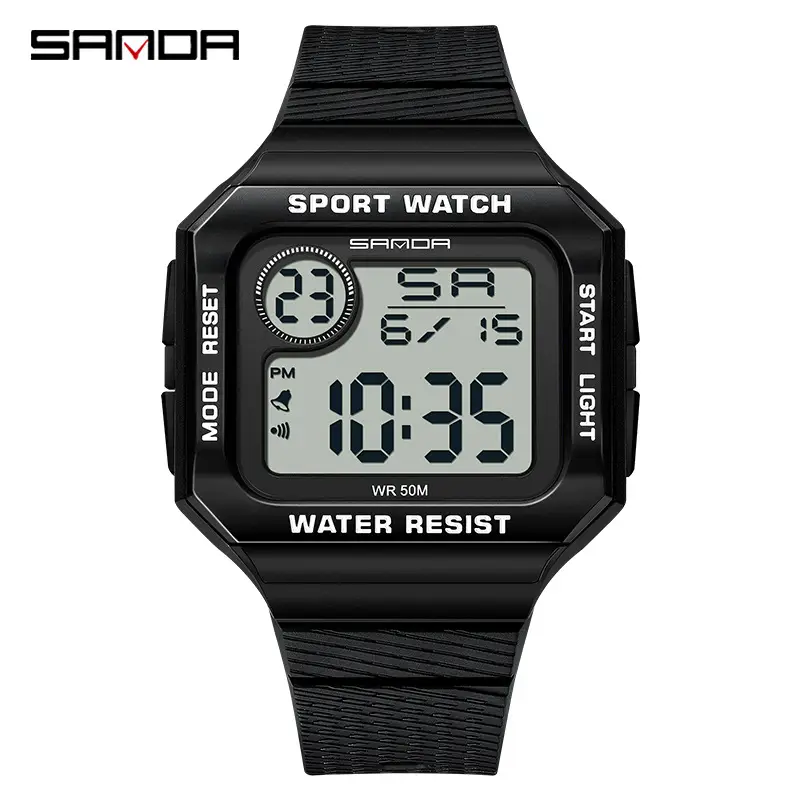 Sanda Digital Sport Watch Black Waterproof 11:56