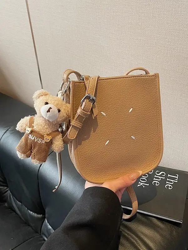 Women's Soft Leather Shoulder Bag with Mobile Phone Holder - Image 9