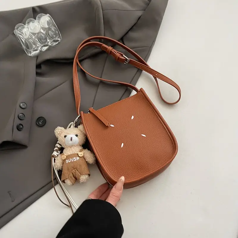 Women's Soft Leather Shoulder Bag with Mobile Phone Holder - Image 2