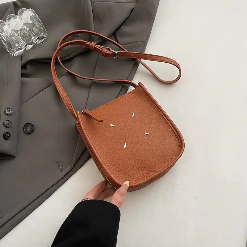 Women's Soft Leather Shoulder Bag with Mobile Phone Holder - Image 6