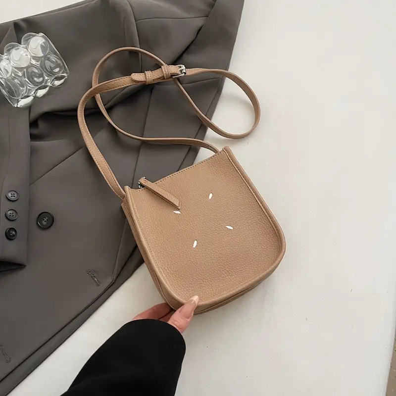 Women's Soft Leather Shoulder Bag with Mobile Phone Holder - Image 7