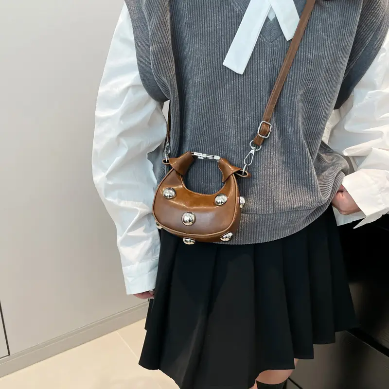 Women's Mini Handbag with Pearl Accents - Image 6