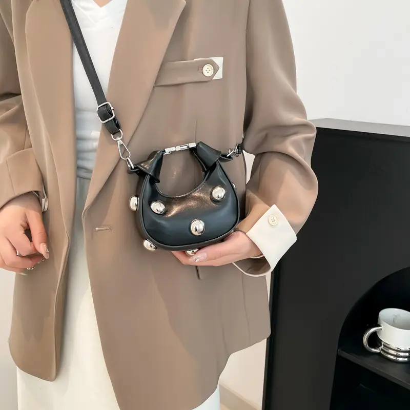 Women's Mini Handbag with Pearl Accents - Image 7