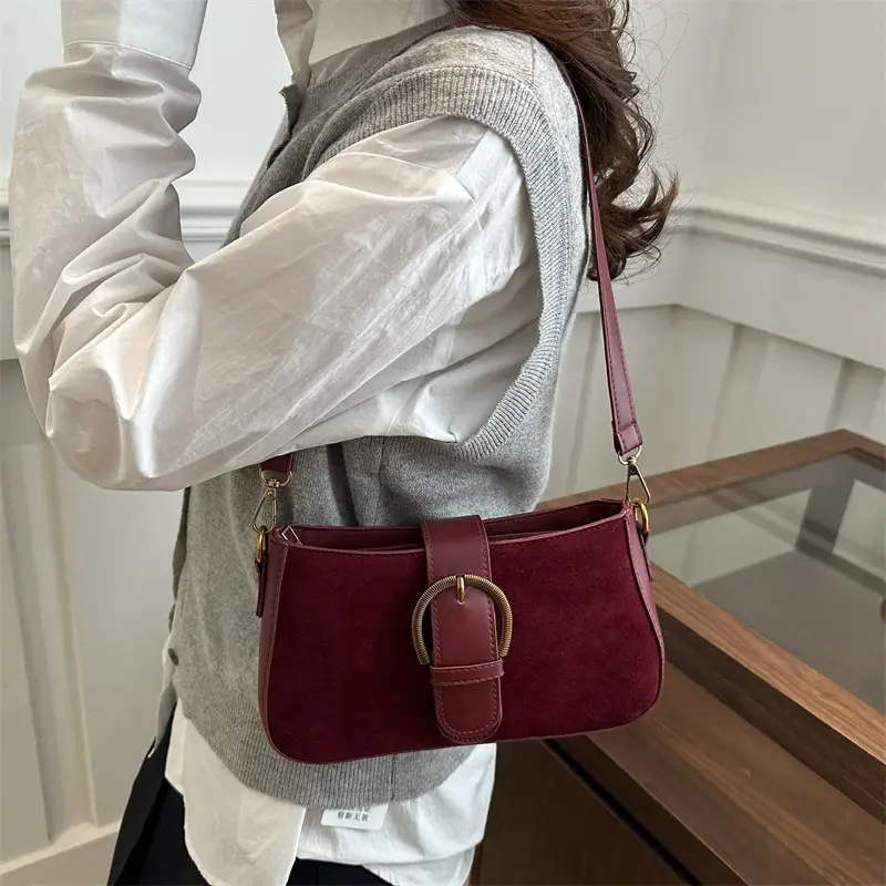 Frosted Crossbody Bag for Women Brown Leather - Image 6