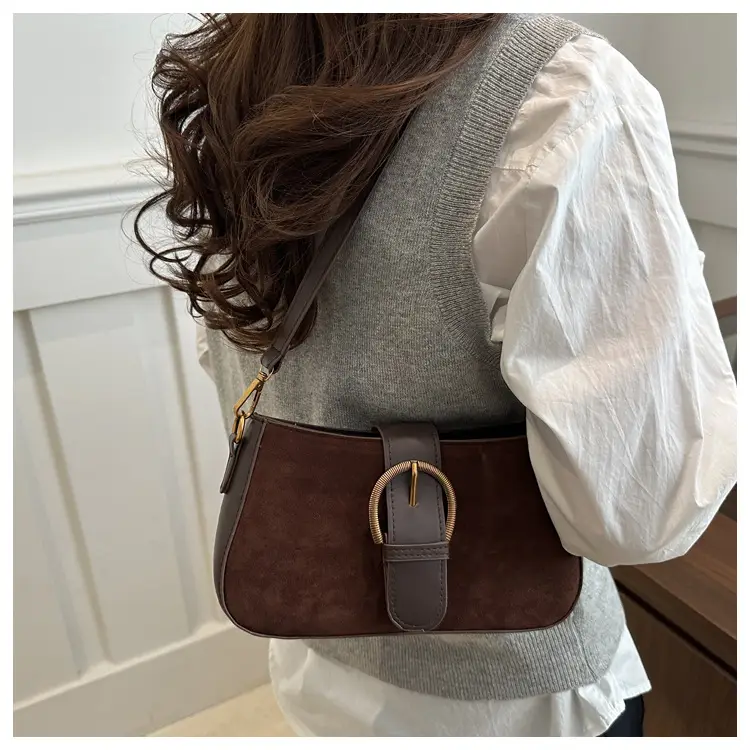 Frosted Crossbody Bag for Women Brown Leather — feature 11