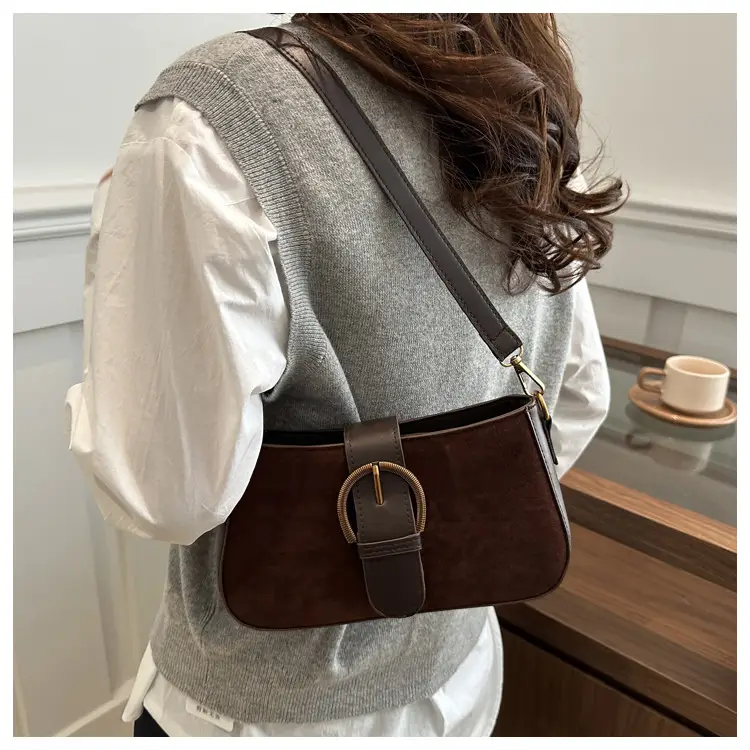 Frosted Crossbody Bag for Women Brown Leather — feature 12
