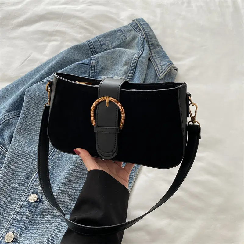 Frosted Crossbody Bag for Women Brown Leather - Image 3