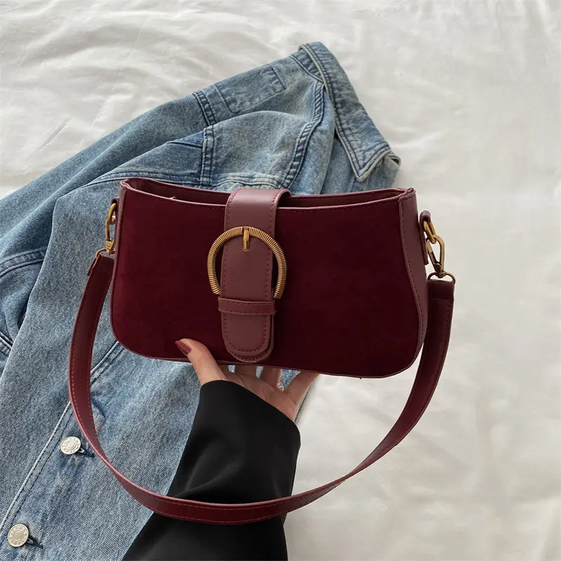 Frosted Crossbody Bag for Women Brown Leather - Image 4