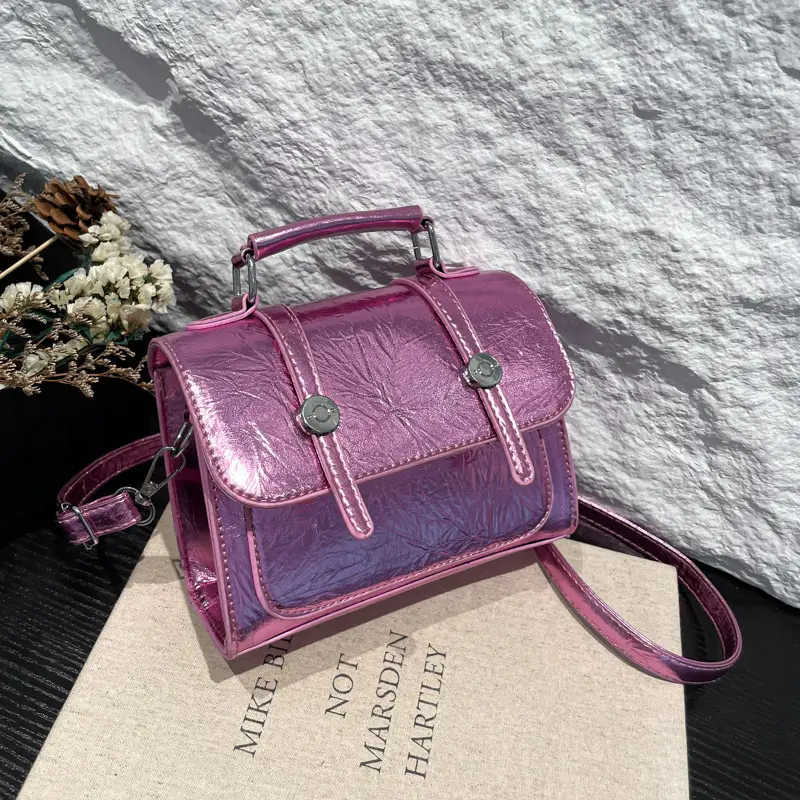 Gold Laser Textured Shoulder Crossbody Bag for Women - Image 6