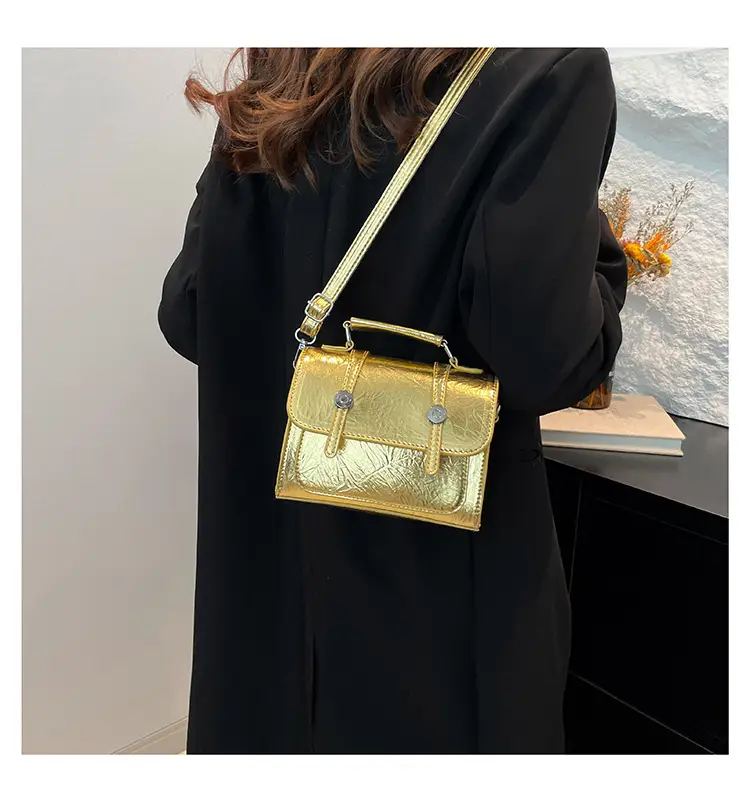 Gold Laser Textured Shoulder Crossbody Bag for Women — feature 10