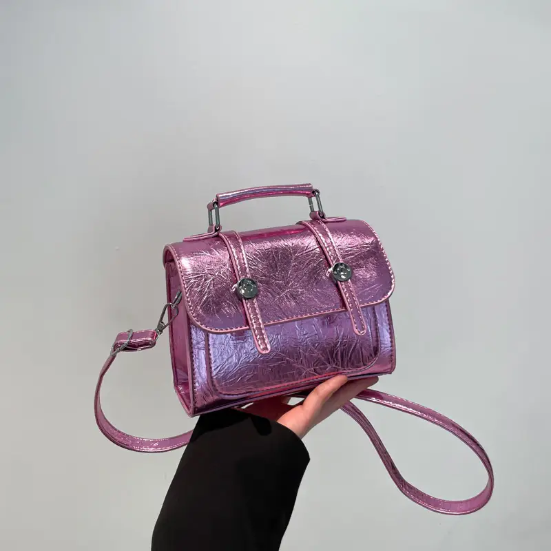 Gold Laser Textured Shoulder Crossbody Bag for Women - Image 3