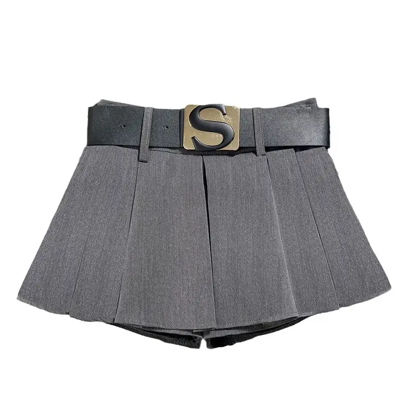Korean Style Anti-Exposure Pleated Skirt with Belt - Image 8