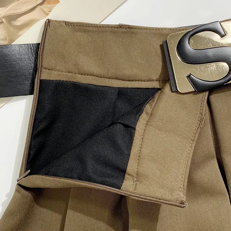 Korean Style Anti-Exposure Pleated Skirt with Belt — feature 8