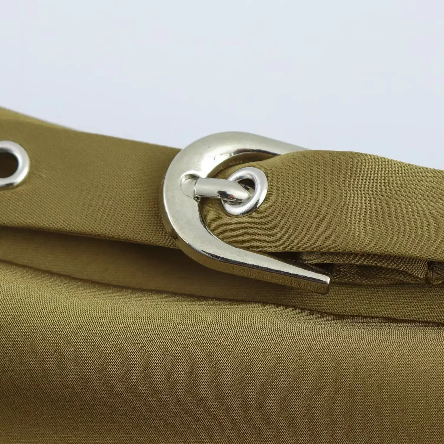 Women's Olive Gold Silk Satin Belt Skirt — feature 6