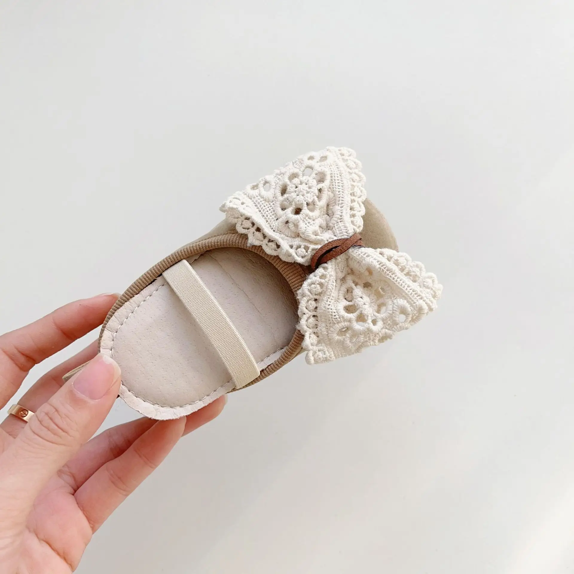 White Lace Baby Shoes for Toddler Girls Non-Slip Sole