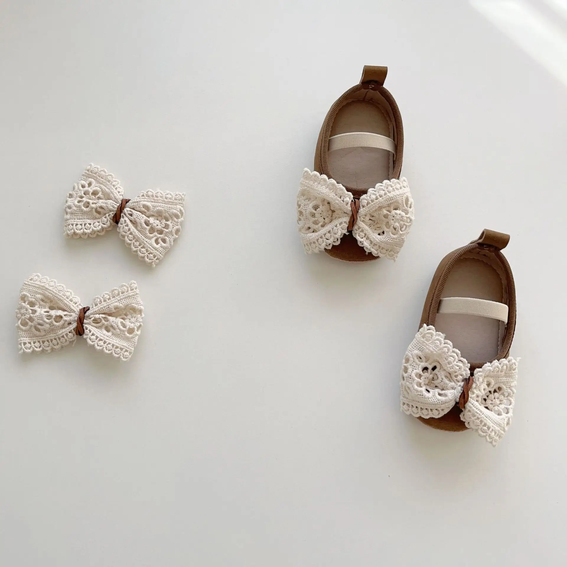 White Lace Baby Shoes for Toddler Girls Non-Slip Sole