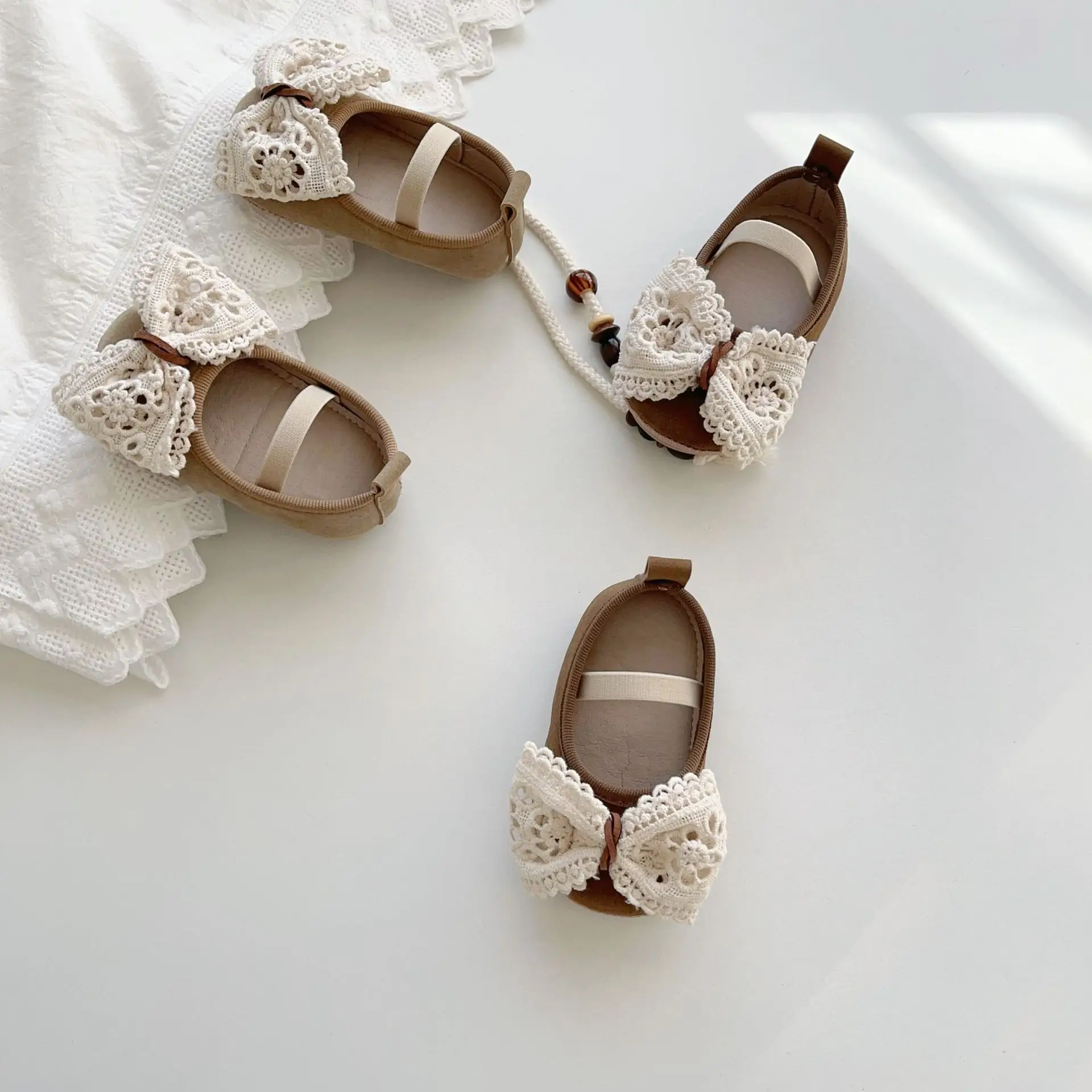White Lace Baby Shoes for Toddler Girls Non-Slip Sole — feature 16