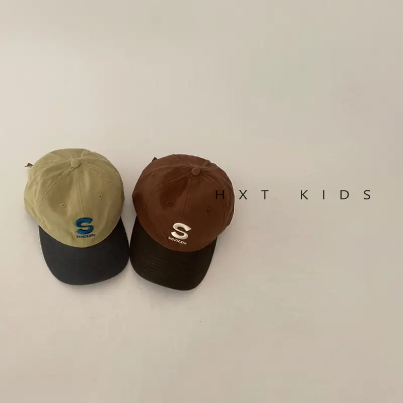 Children's Brown Letter Embroidered Baseball Cap - Image 11