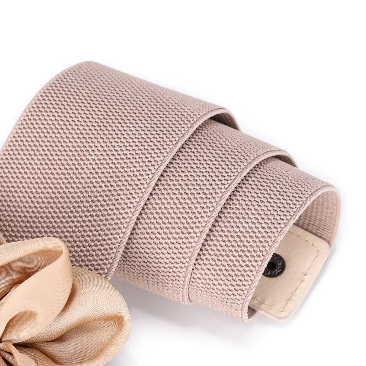 Black Flower Bow Elastic Waist Belt for Women - Image 9