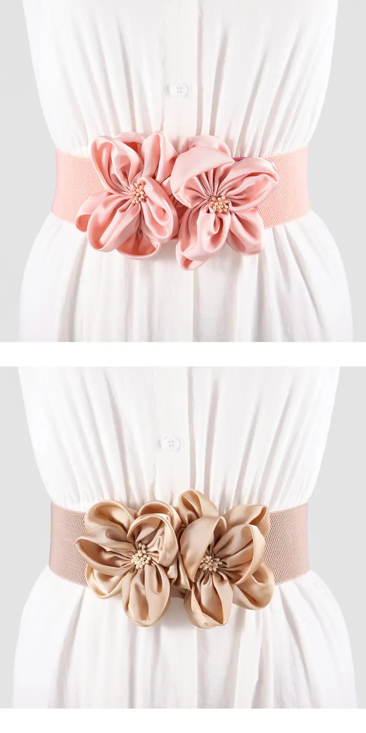 Black Flower Bow Elastic Waist Belt for Women — feature 4