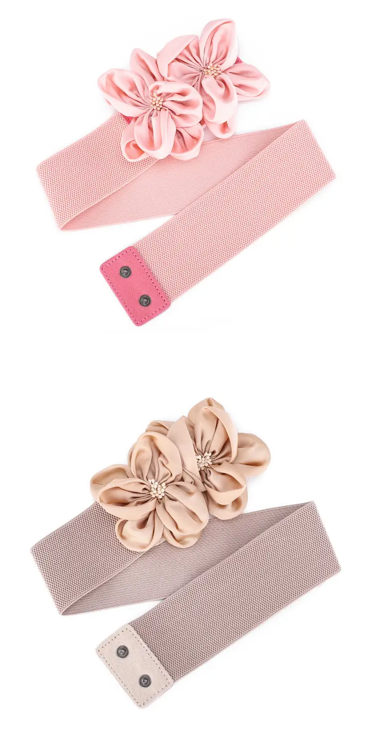Black Flower Bow Elastic Waist Belt for Women — feature 8