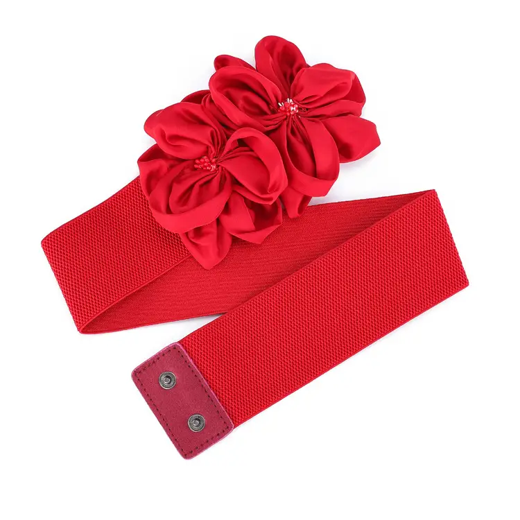 Black Flower Bow Elastic Waist Belt for Women — feature 9