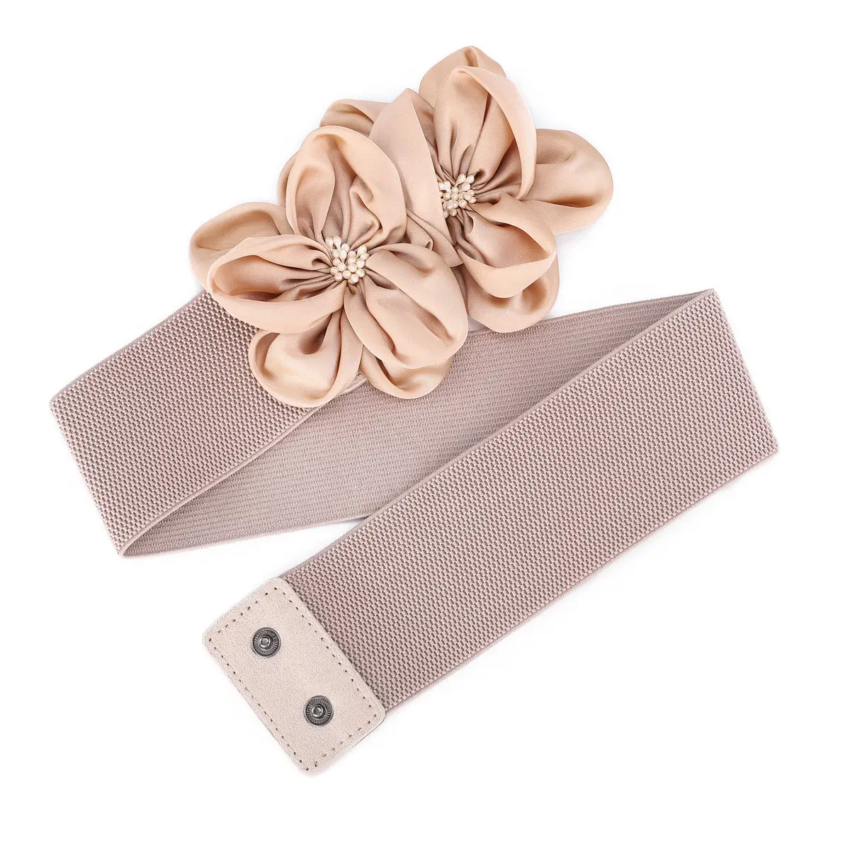 Black Flower Bow Elastic Waist Belt for Women - Image 4