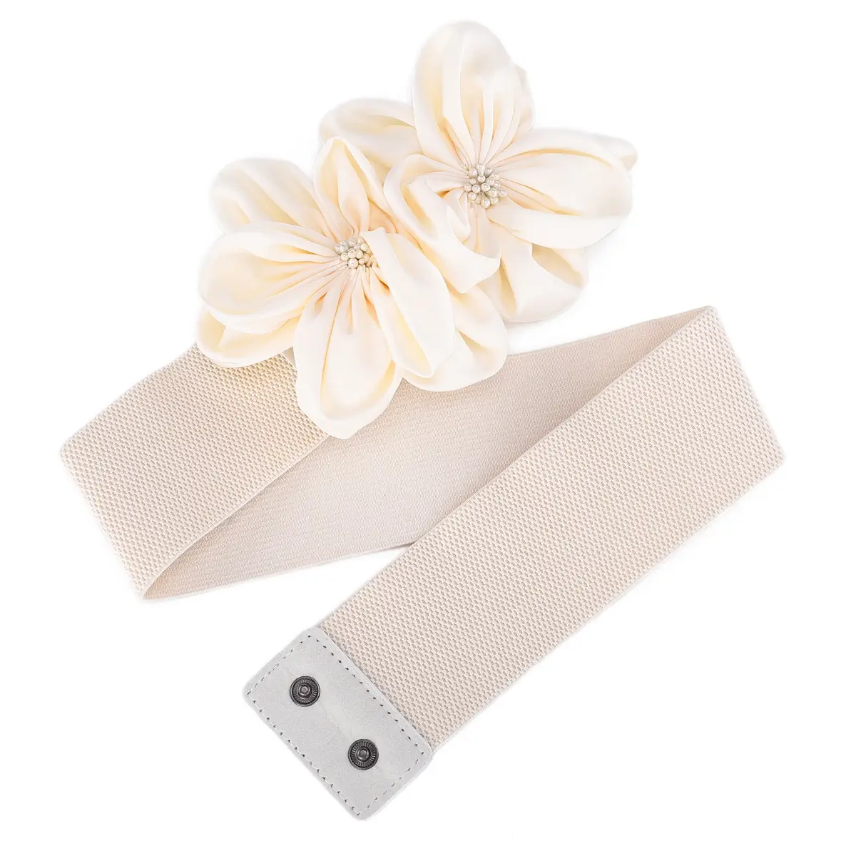 Black Flower Bow Elastic Waist Belt for Women - Image 5
