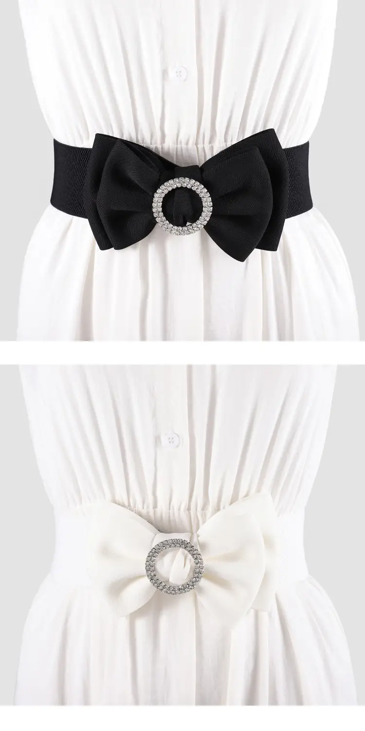Women's Black Bow Elastic Waistband Windbreaker — feature 3