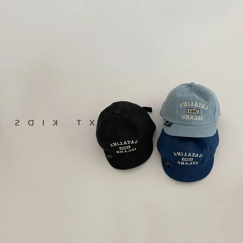 Baby Embroidered Cap Spring Autumn Blue Grey