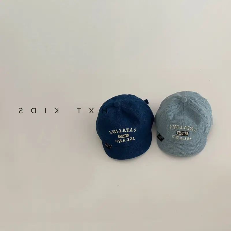 Baby Embroidered Cap Spring Autumn Blue Grey