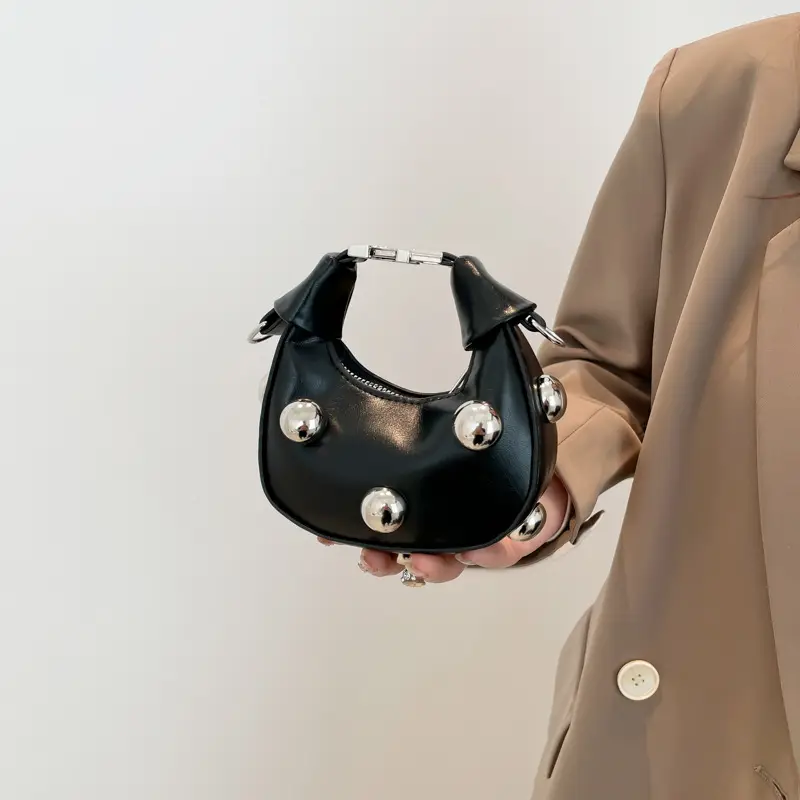 Black Pearl Button Shoulder Messenger Bag