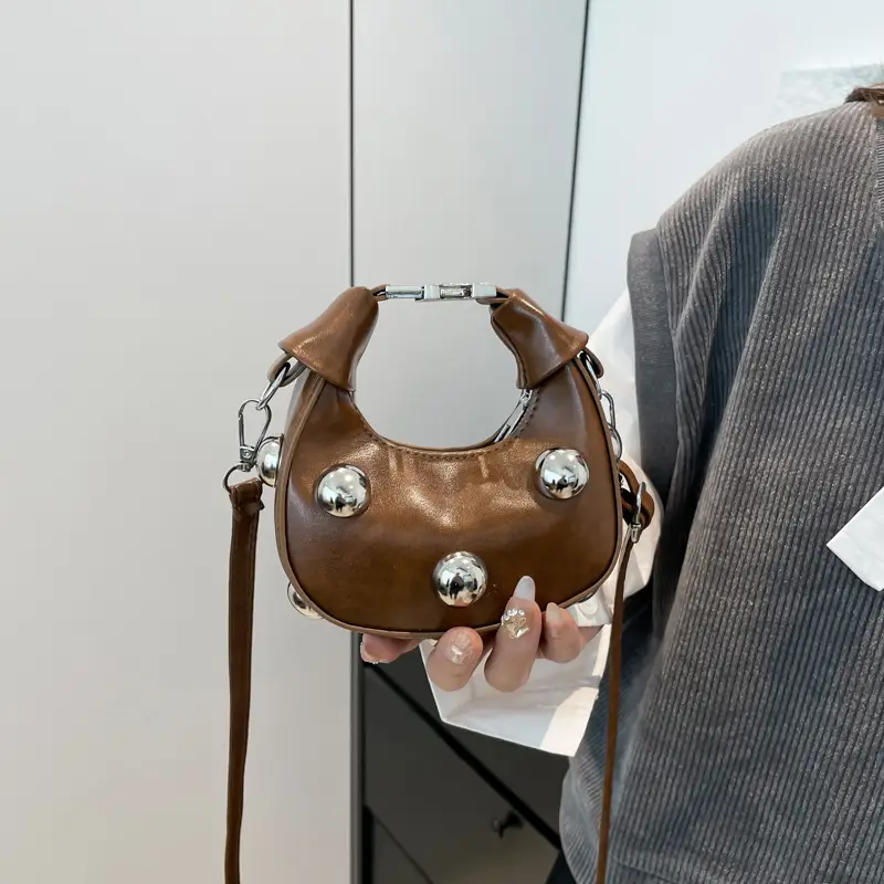 Black Pearl Button Shoulder Messenger Bag