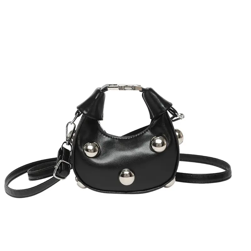 Black Pearl Button Shoulder Messenger Bag