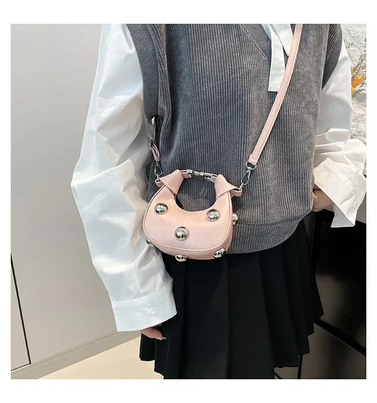 Black Pearl Button Shoulder Messenger Bag — feature 13