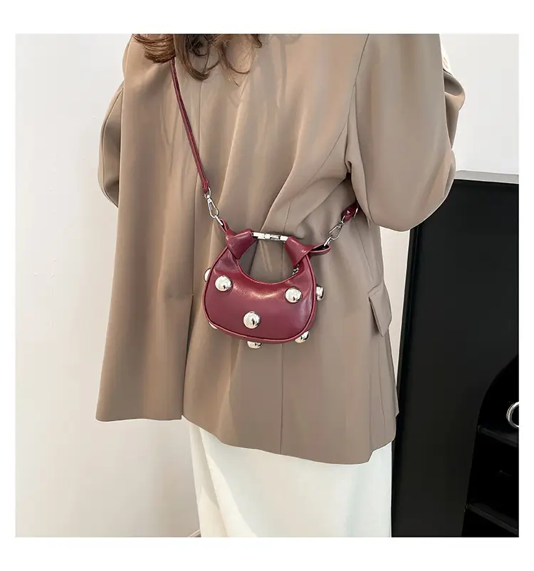 Black Pearl Button Shoulder Messenger Bag — feature 17