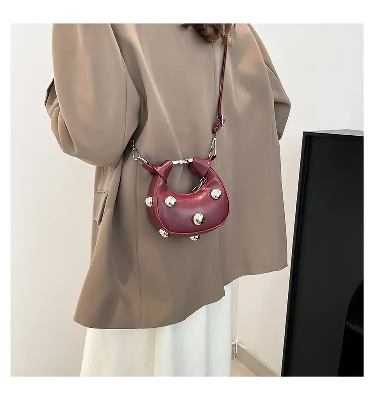 Black Pearl Button Shoulder Messenger Bag — feature 19