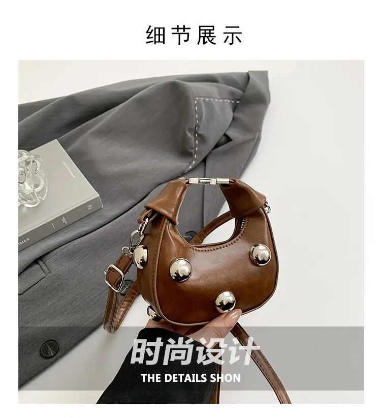 Black Pearl Button Shoulder Messenger Bag — feature 2