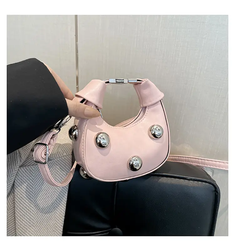 Black Pearl Button Shoulder Messenger Bag — feature 24