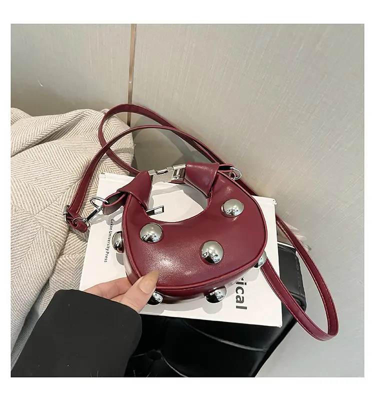 Black Pearl Button Shoulder Messenger Bag — feature 26