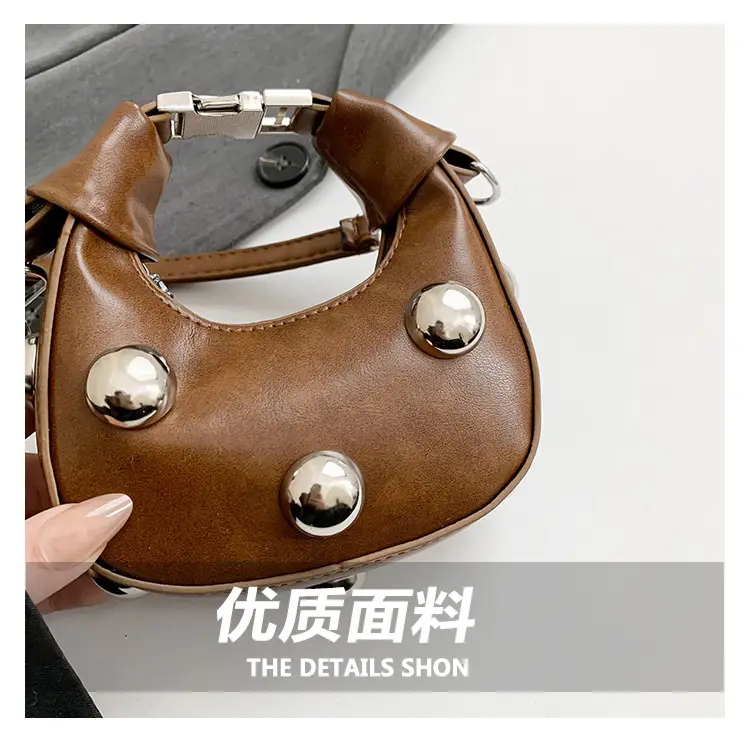 Black Pearl Button Shoulder Messenger Bag — feature 4