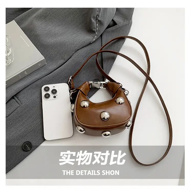 Black Pearl Button Shoulder Messenger Bag — feature 5