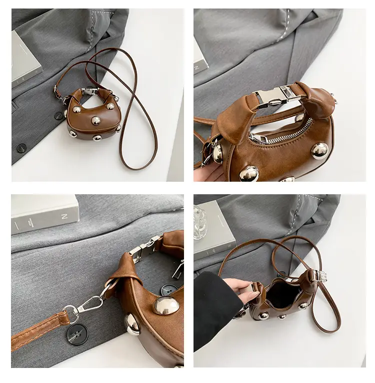 Black Pearl Button Shoulder Messenger Bag — feature 7