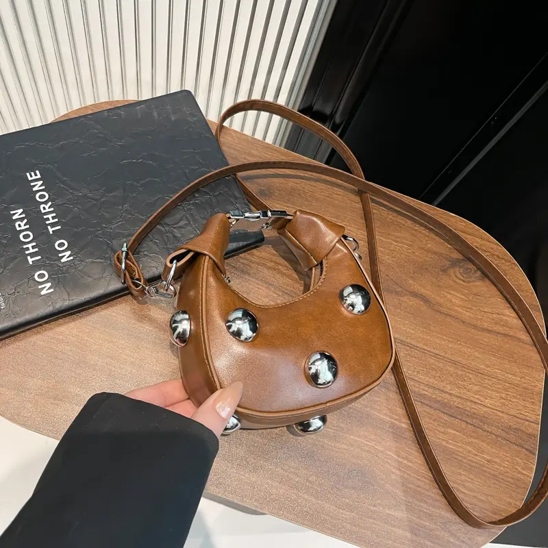 Black Pearl Button Shoulder Messenger Bag