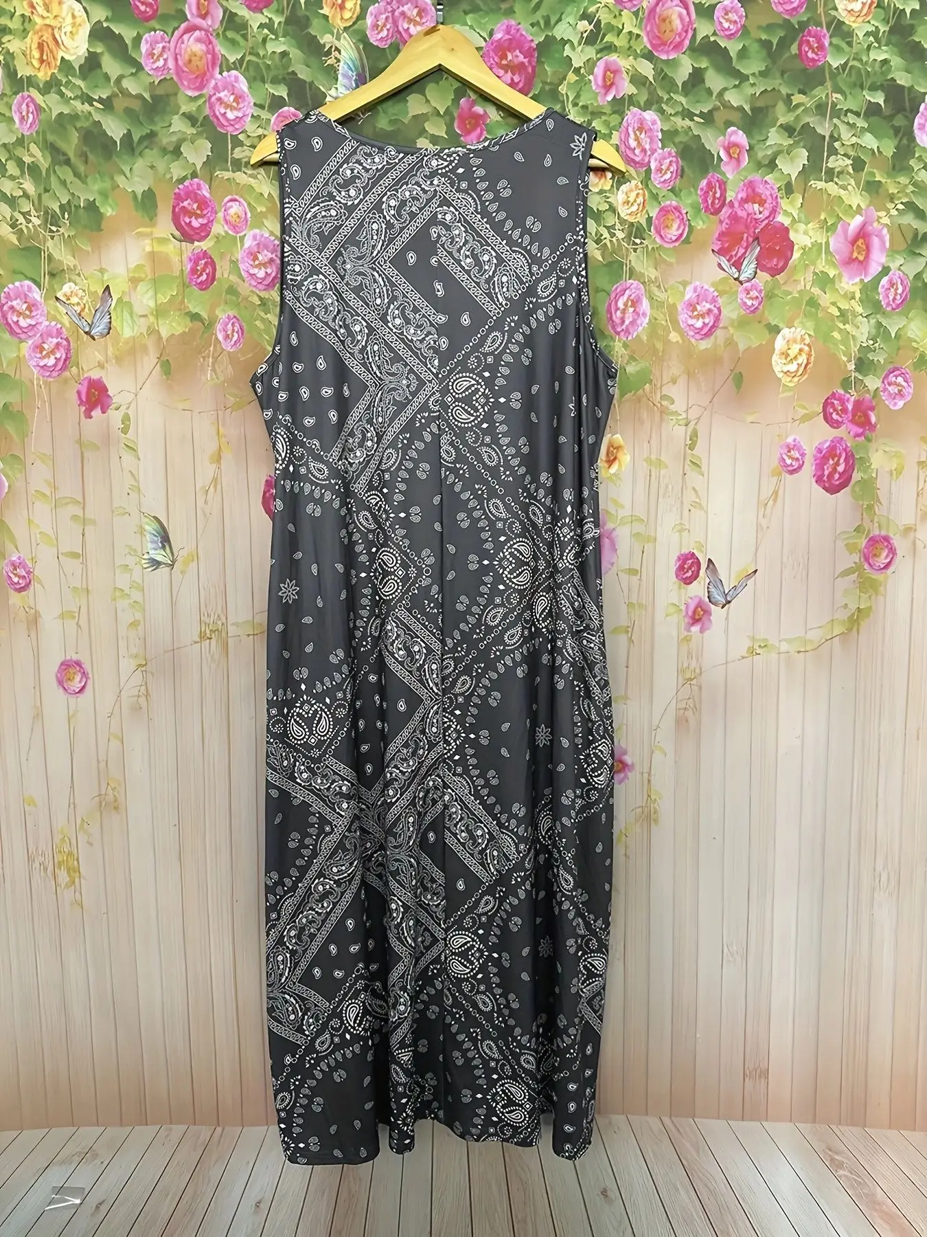 2025 Printed Sleeveless Cross-border Dress Maroon — feature 10