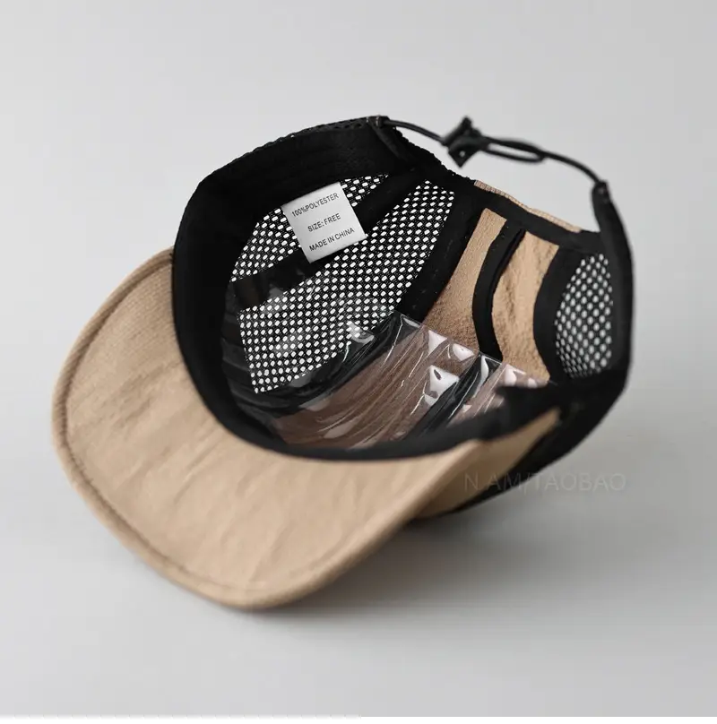 Beige Mesh Flat Cap for Men Women Summer Wear — feature 9