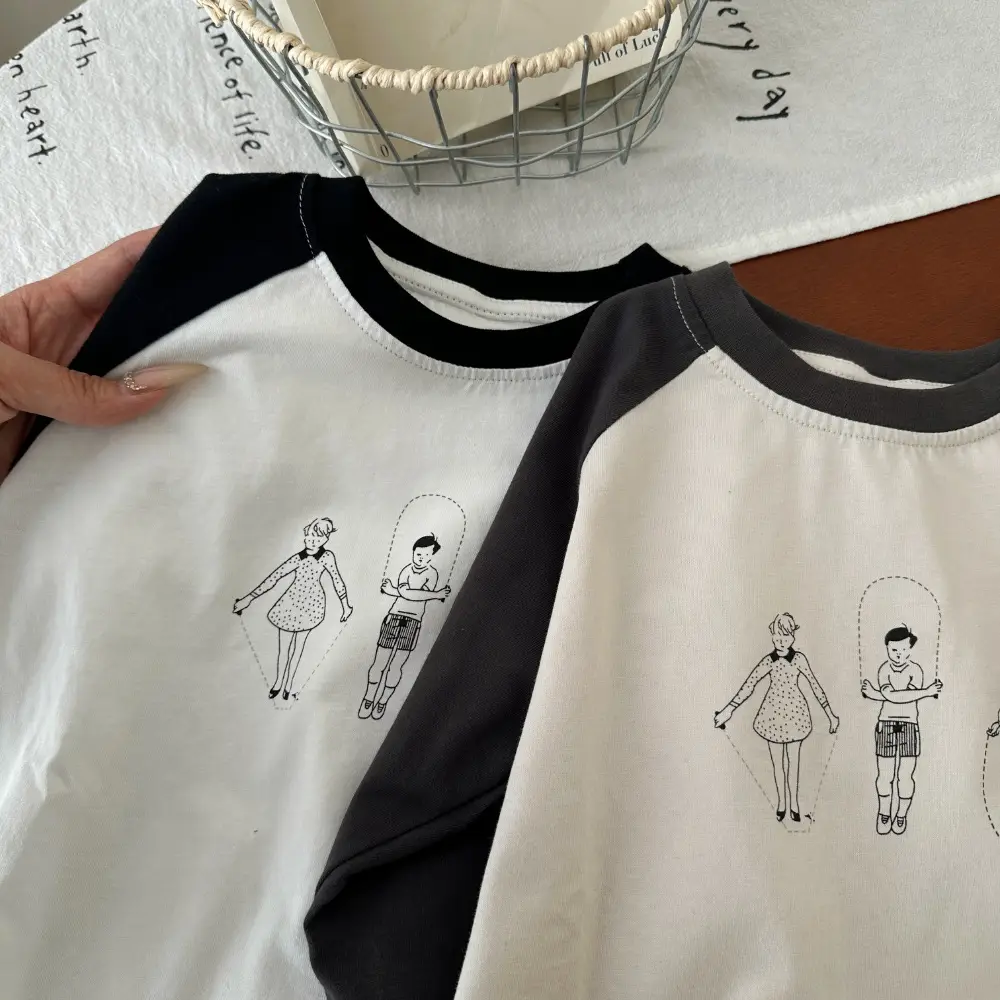 Montaigne Boys T-Shirt White Black Raglan Sleeve Print — feature 3