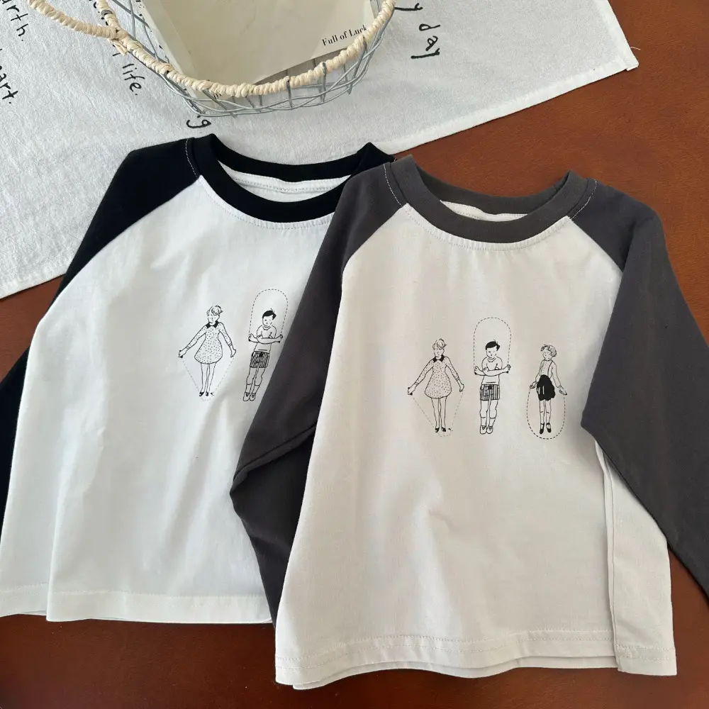 Montaigne Boys T-Shirt White Black Raglan Sleeve Print — feature 4