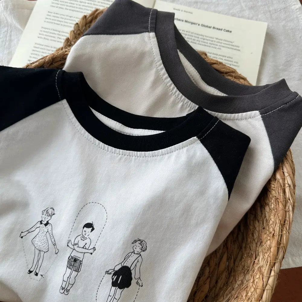 Montaigne Boys T-Shirt White Black Raglan Sleeve Print — feature 5