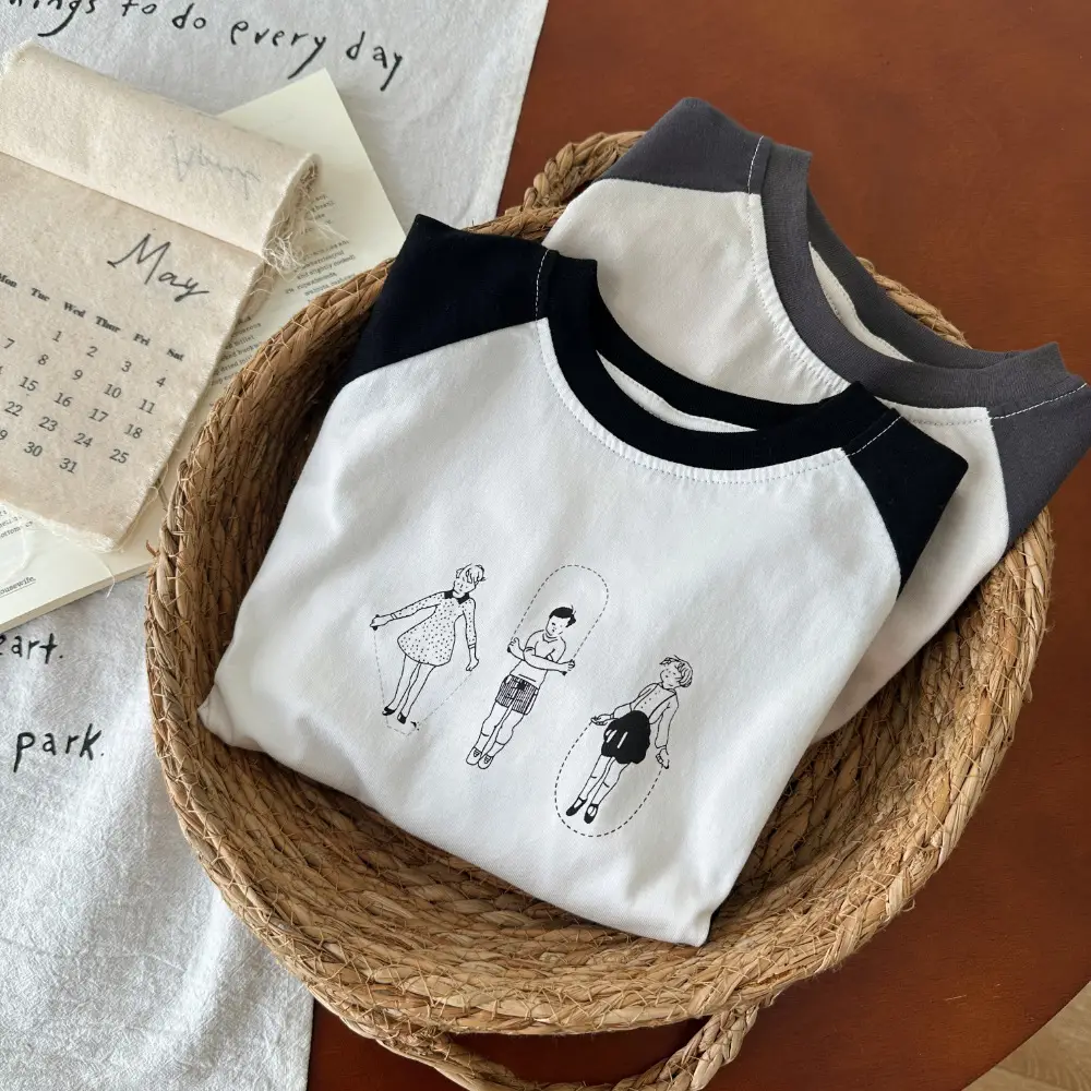 Montaigne Boys T-Shirt White Black Raglan Sleeve Print — feature 6